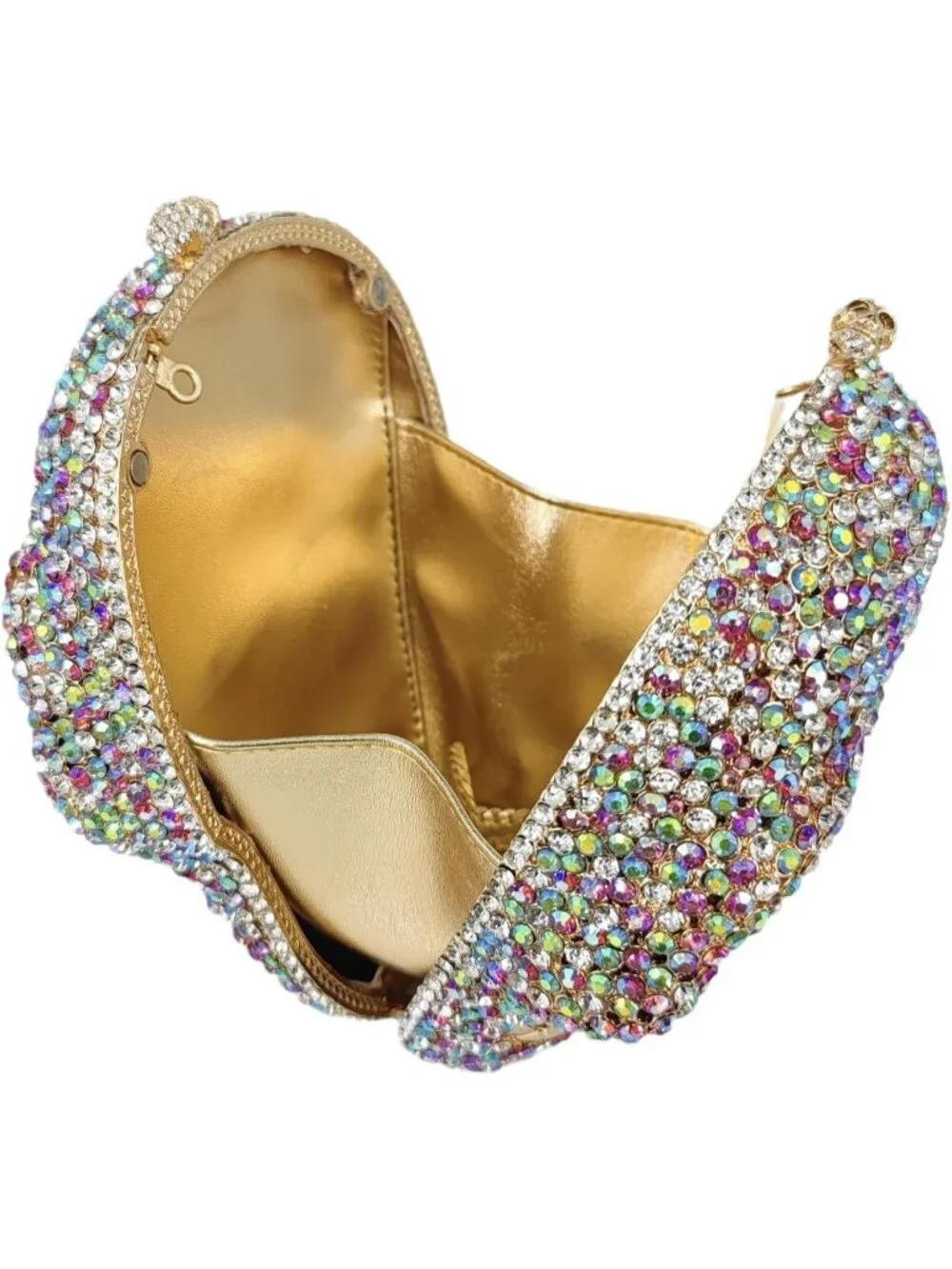 Women's Colorful Crystal Skull Clutch Purse Rhinestone Evening Halloween Bag
