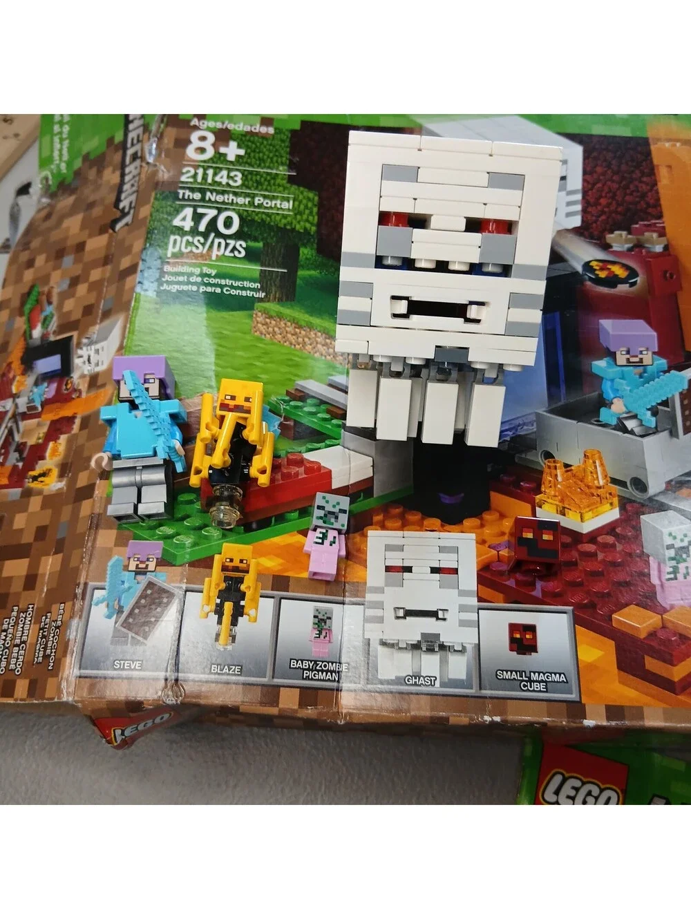 LEGO Minecraft 21143 The Nether Portal Incomplete Set w/ Manuals Minifigures