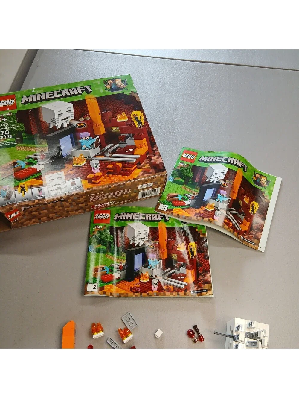 LEGO Minecraft 21143 The Nether Portal Incomplete Set w/ Manuals Minifigures