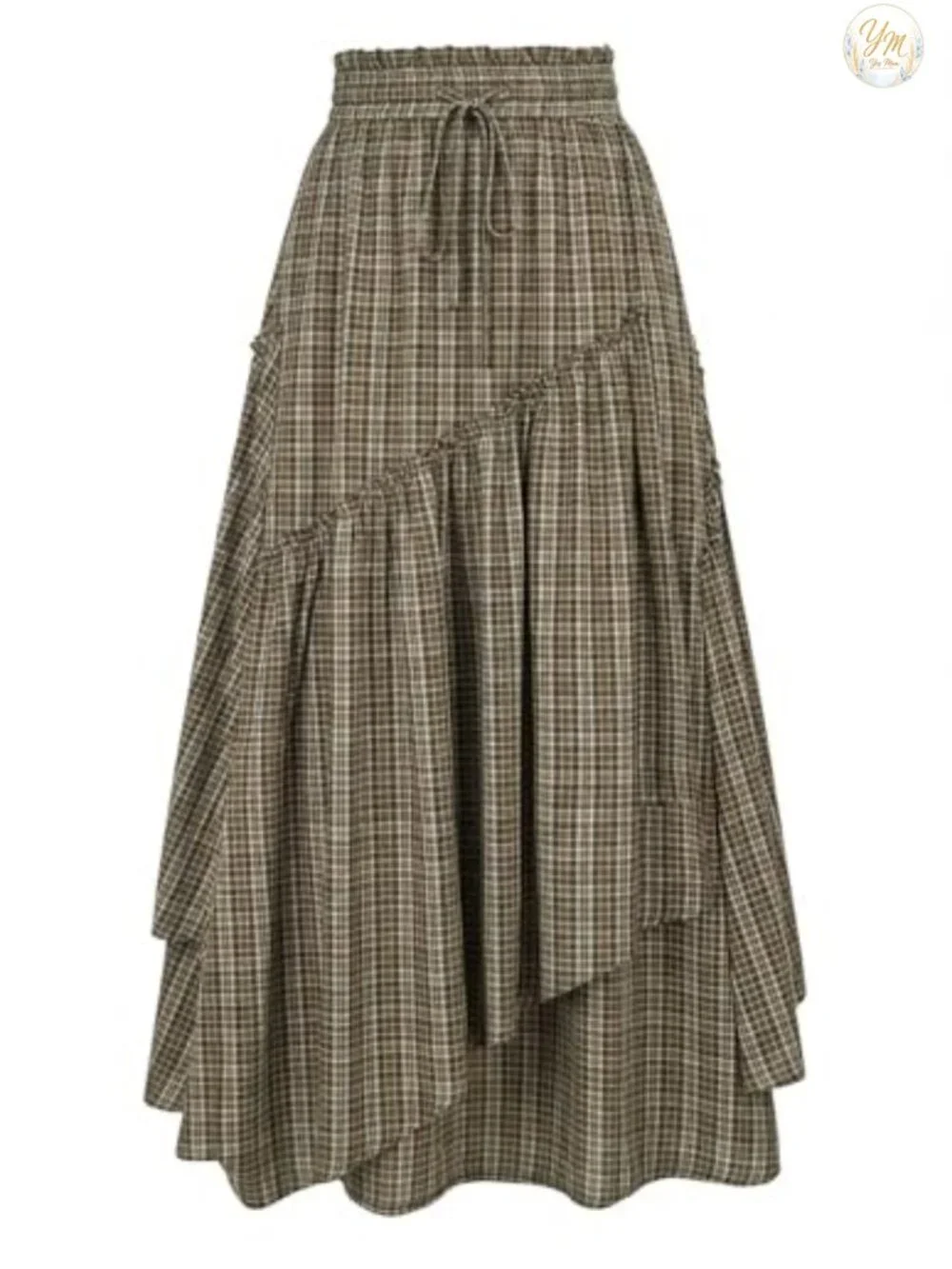 Flowy Asymmetrical Maxi Skirt with Pockets Double Layer Renaissance