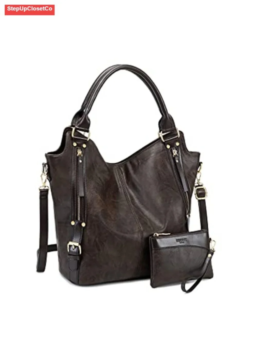Faux Leather Hobo Tote Bag Adjustable Strap Women's Handbag