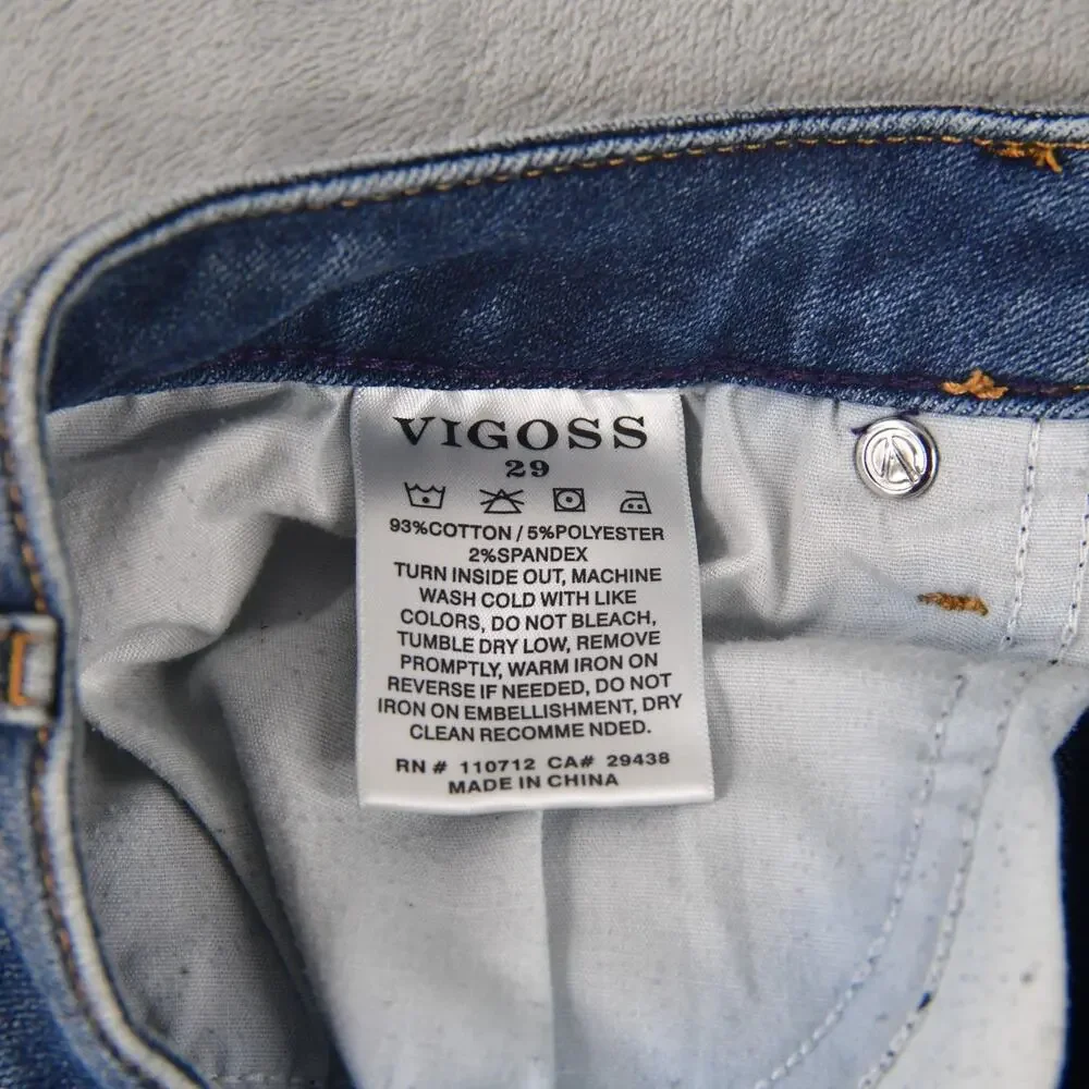 VIGOSS Jeans Womens 29 (29x27) Jagger Skinny Blue Denim Distressed