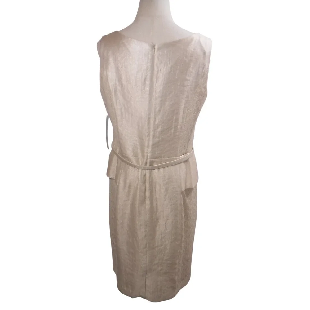 London Times Champagne Metallic Lace Peplum Sheath Dress Womens 12‎ NWT