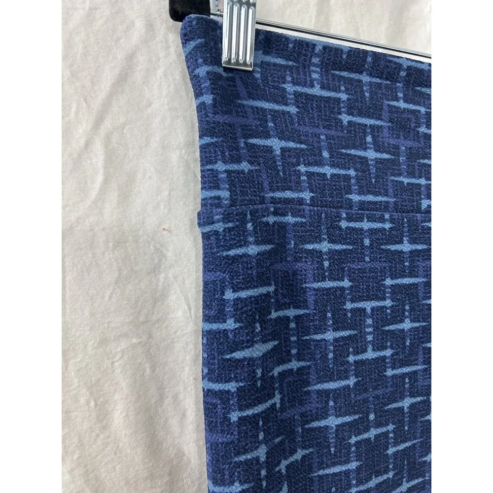 LuLaRoe Knit Cassie Pencil Skirt‎ M Blue Starburst Workwear Office Modest