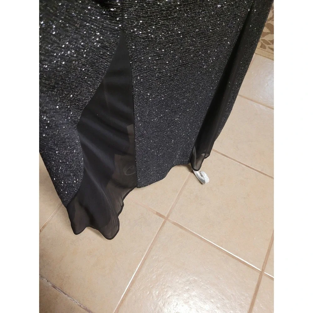 Black Metallic Silver Formal Gown‎ Whymsigoth Trumpet Dress Size 12