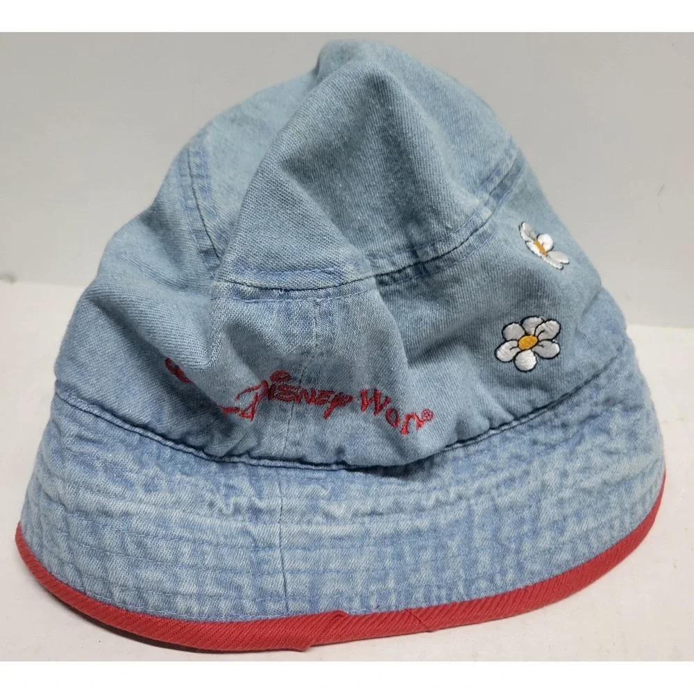 Vintage Walt‎ Disney World Minnie Mouse Denim Bucket Hat Daisy 90s Cotton 22