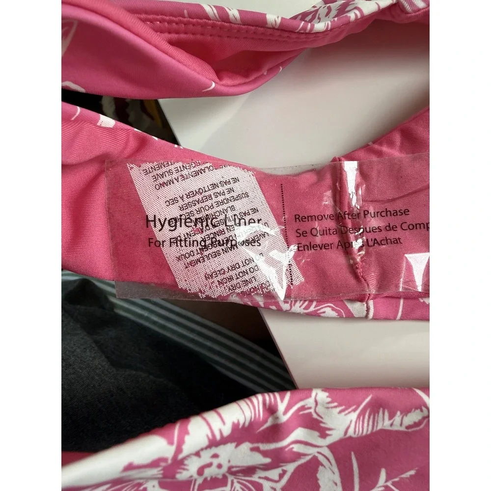 Roxy Athletic Tri Scoop Cheeky Bikini Set Pink‎ Tropical Palm XL 434008210 BDQ