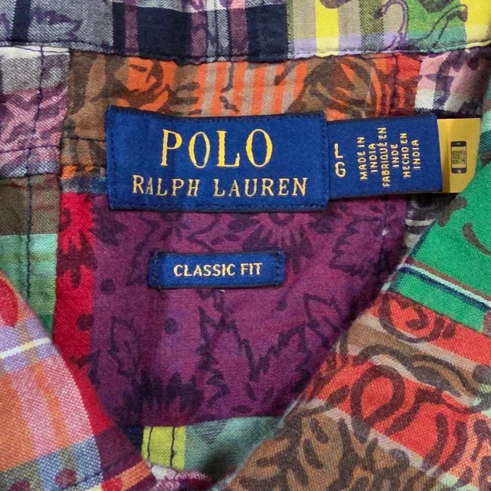 NWT Polo Ralph Lauren Men Classic Fit Patchwork Plaid Paisley Buttondown Shirt L