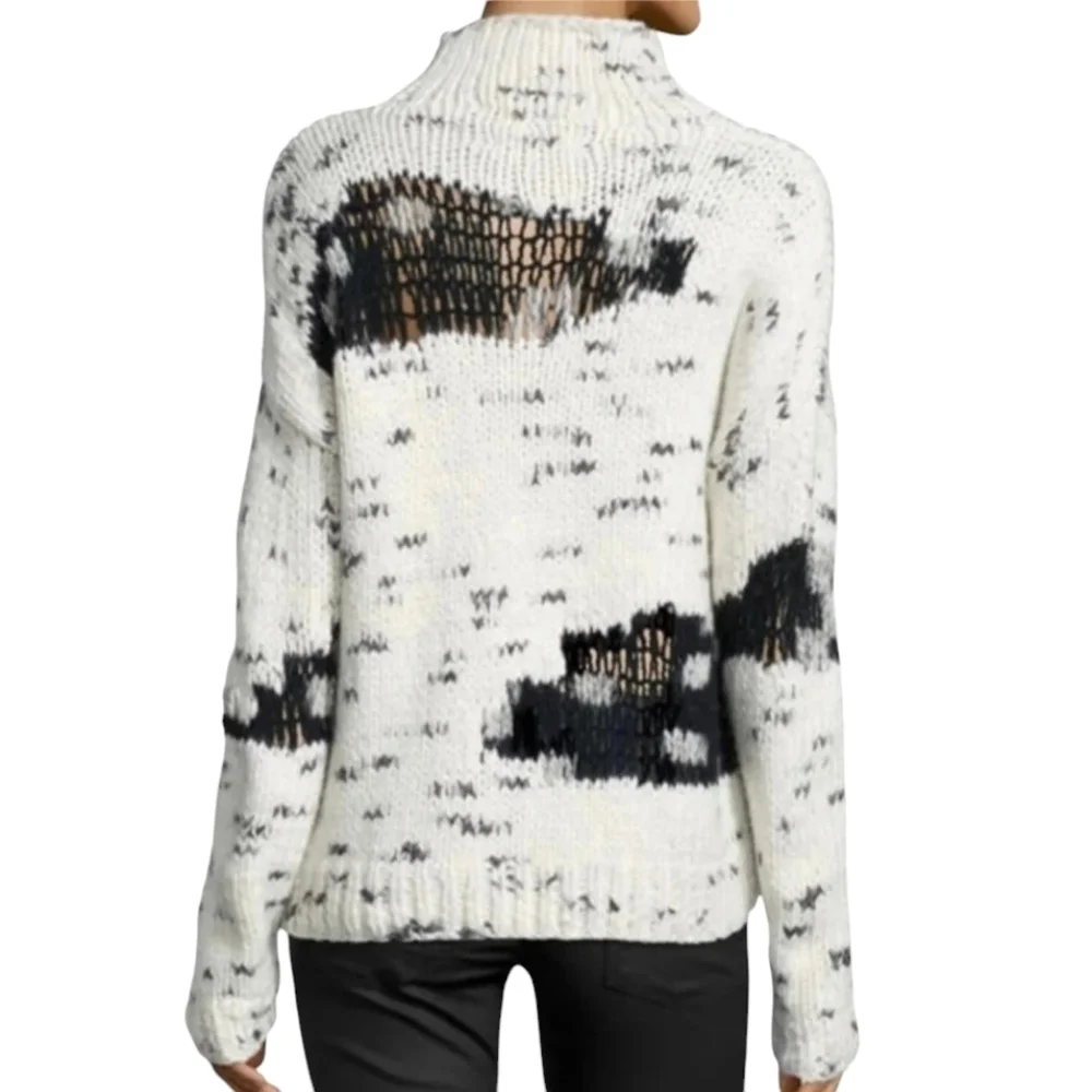 LINE Mixed Knit Chunky Heavy Slouch Mock Neck M Sweater Athleisure Resort Lodge‎