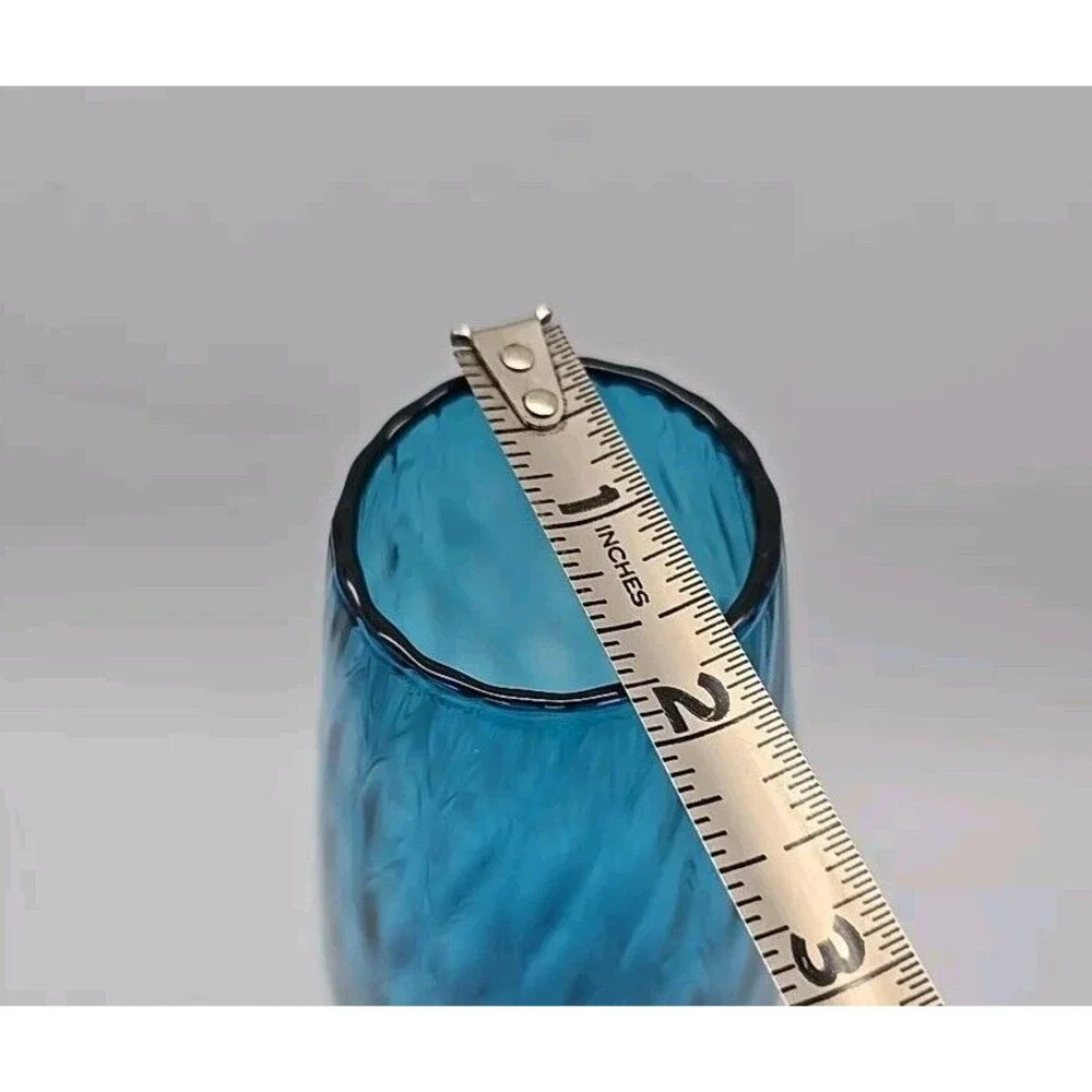 Vtg Empoli Blue Diamomd Optic Blown Art Glass Vase 12.75 