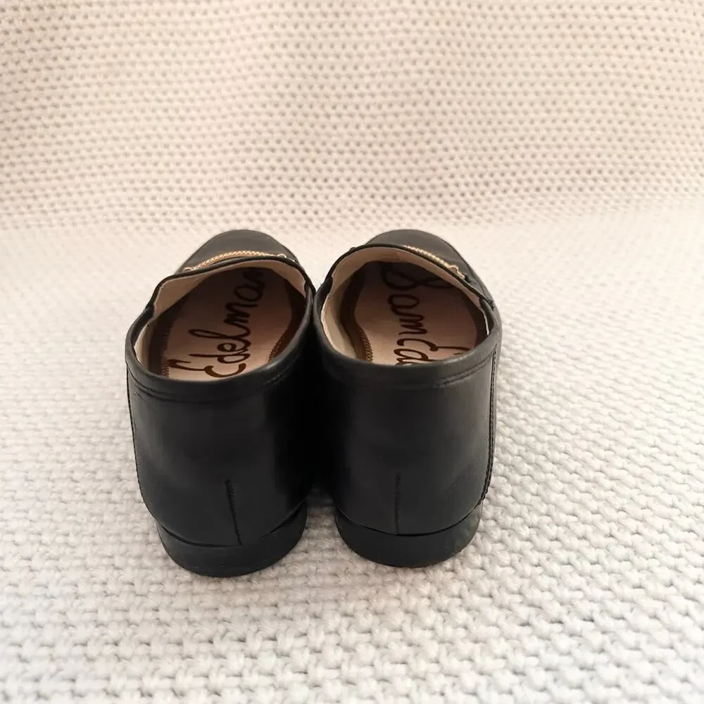 Sam Edelman Lior Black Leather Horsebit Chain Sleek Menswear Loafer Flat Shoe 7
