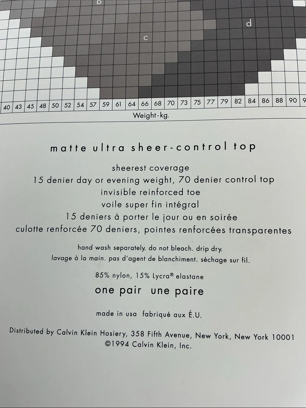 Vintage Calvin Klein Pantyhose Ultra Sheer Control Top Pantyhose Size B Lilac
