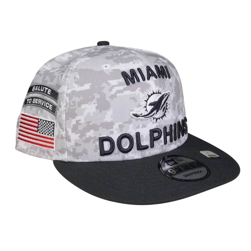 Miami Dolphins Salute to Service New Era Hat Grey Camo 9FIFTY Snapback