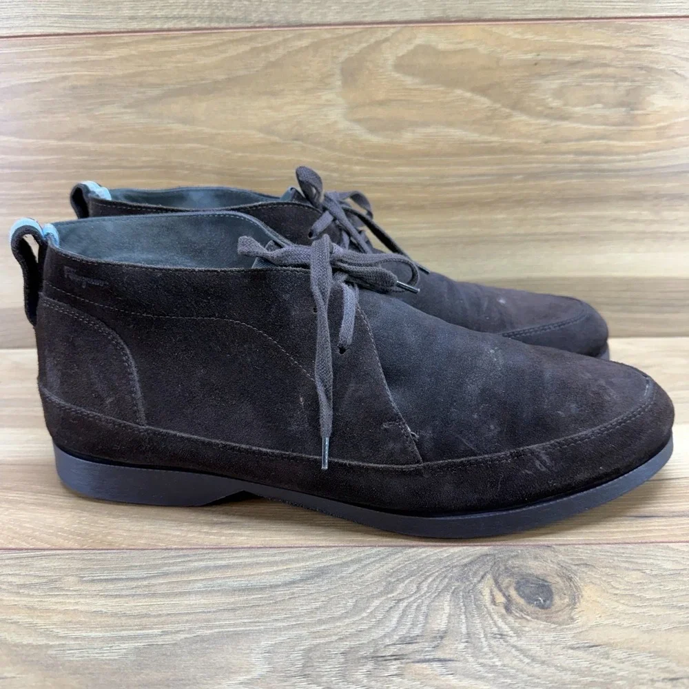 Salvatore Ferragamo Suede Apron Toe Chukka Boot Mens 11 UK 10 Mocha Suede Casual