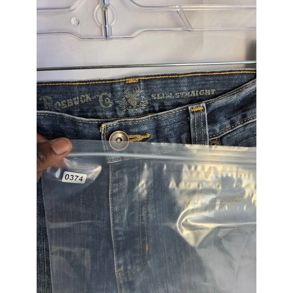 Roebuck & Co Mens Slim Straight Jeans Medium Wash Blue Denim