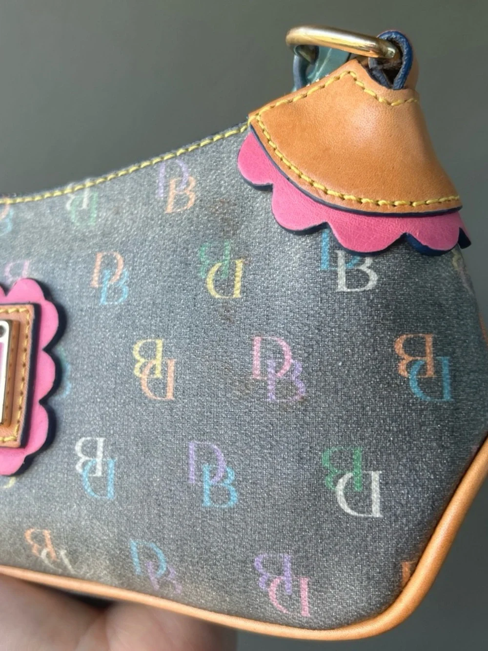 Vintage Dooney & Bourke Multicolor DB Logo Mini Shoulder Bag