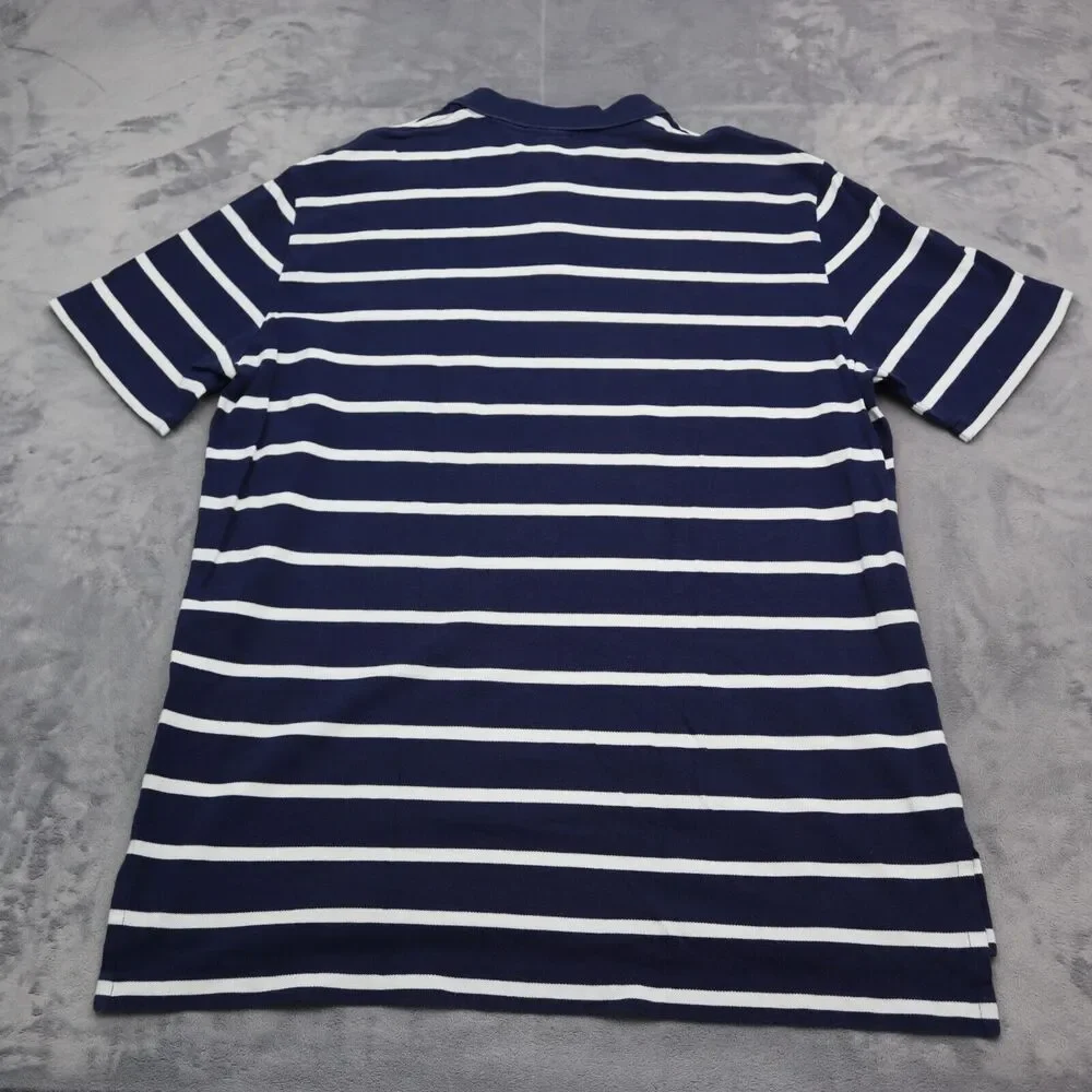 Polo Ralph Lauren Shirt Mens XL Blue Striped Red logo Rugby Golf Short Sleeve