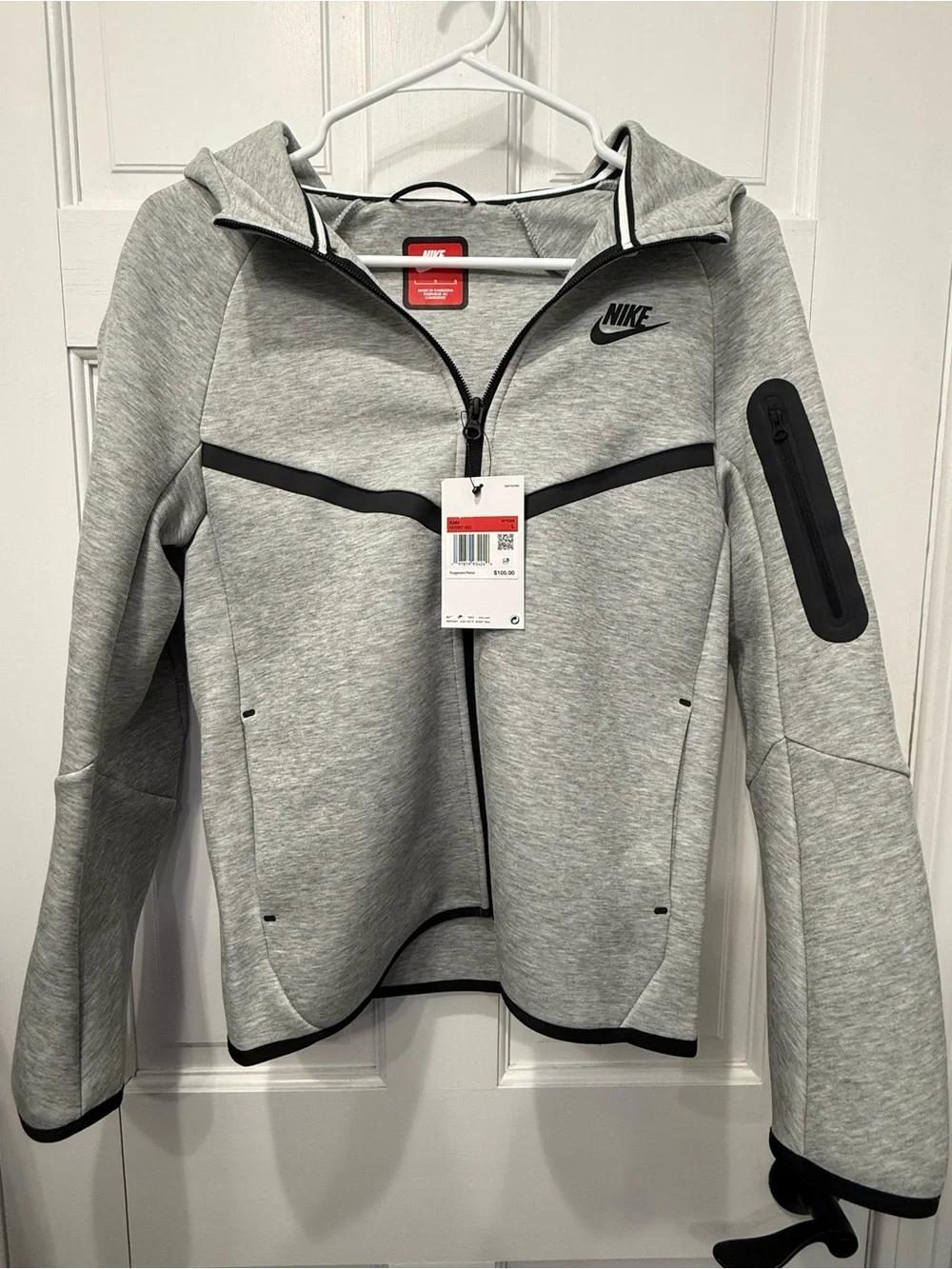Nike Tech Gray Hooded Jacket with Black Accents - big kids large NWT