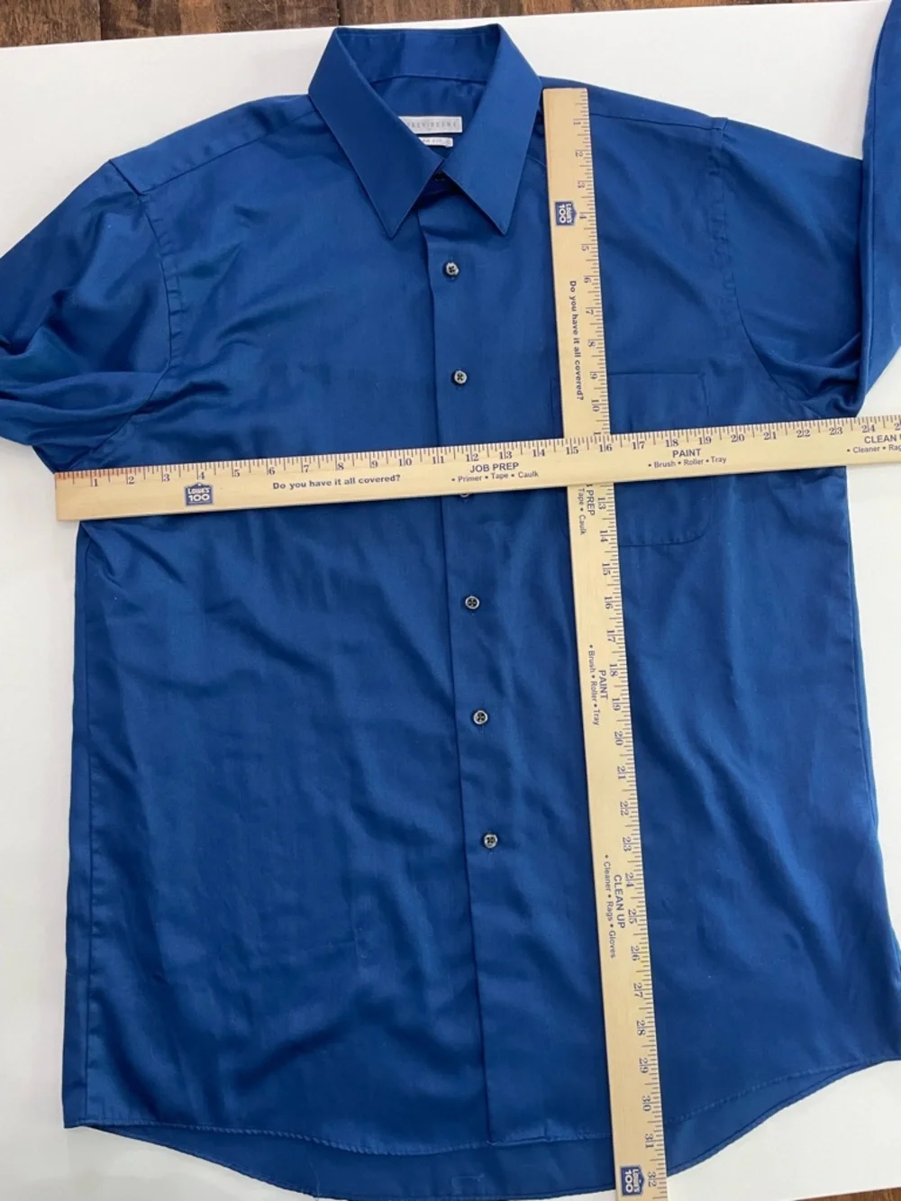 Geoffrey Beene Regular Fit Medium Blue Long-Sleeve Sateen Dress Shirt, neck 16.5