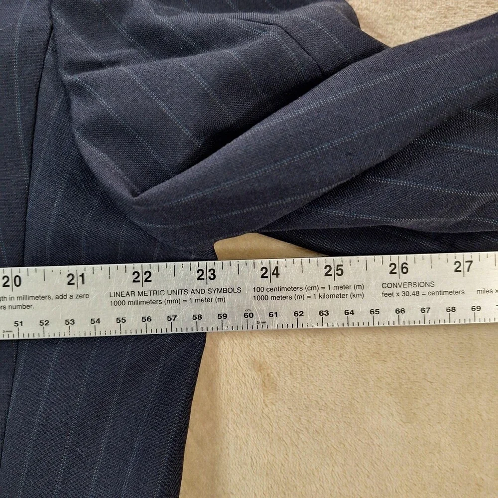 Vintage Burberrys Blazer Sport Coat Mens 46L Navy Pinstripe Wool Made Italy 90s