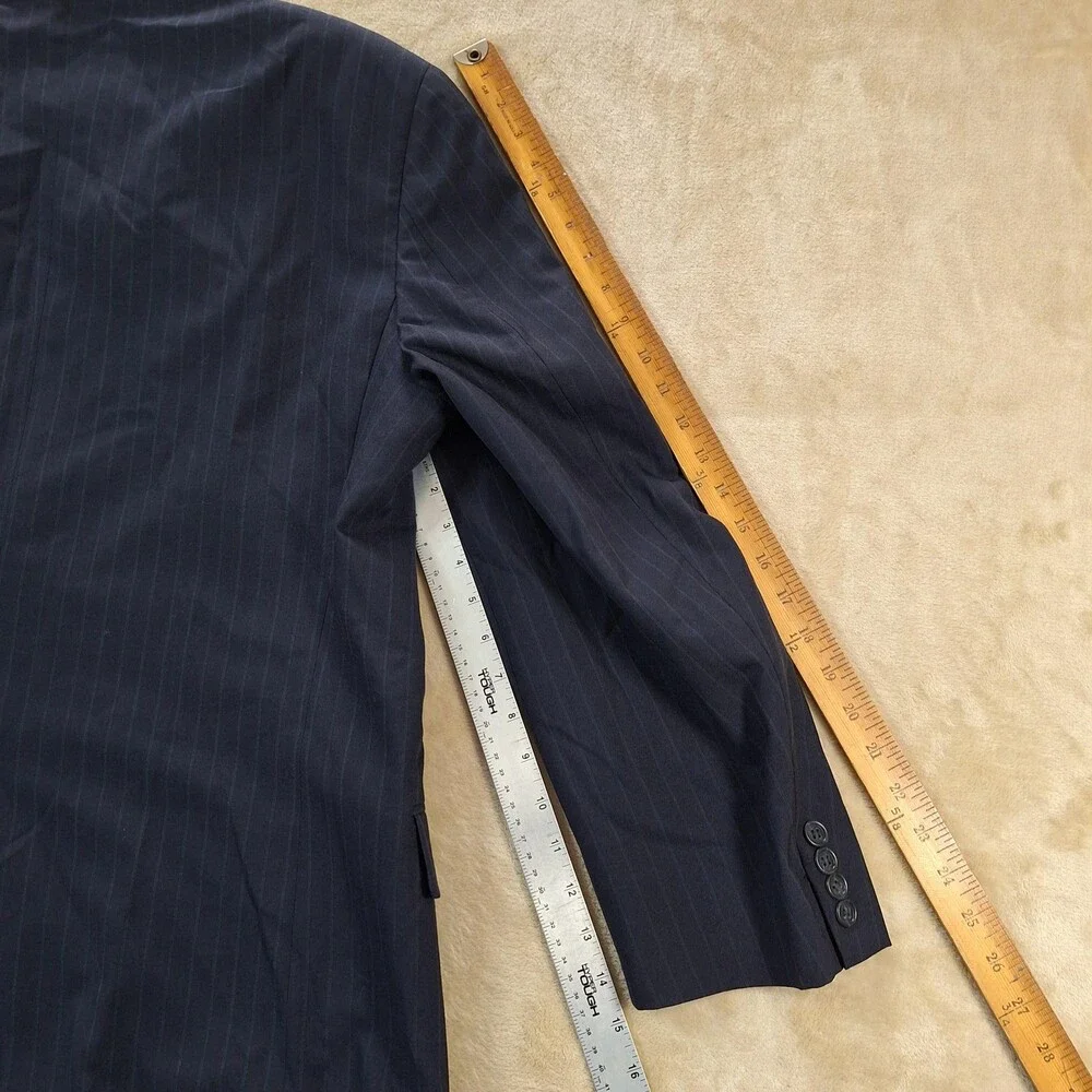 Vintage Burberrys Blazer Sport Coat Mens 46L Navy Pinstripe Wool Made Italy 90s