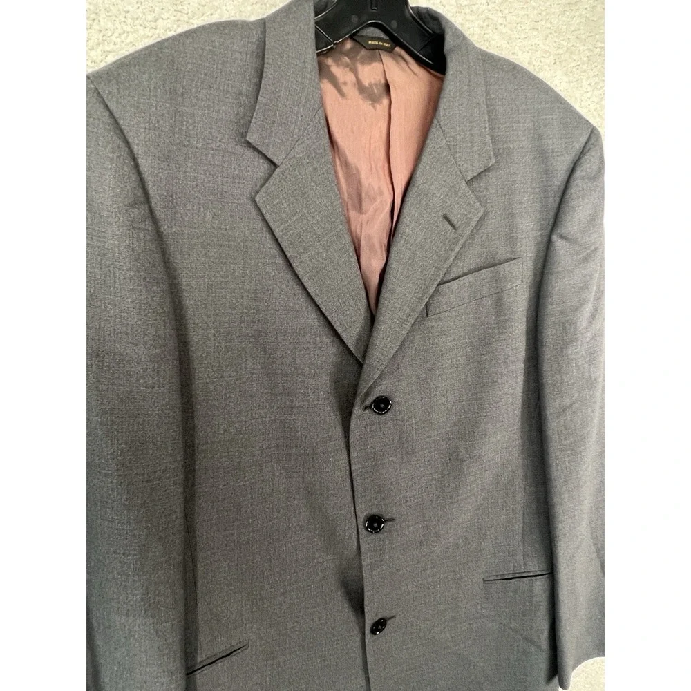 Vintage Donna Karan Signature Blazer Mens 42L Gray Wool Linen 3 Button Italy 90s