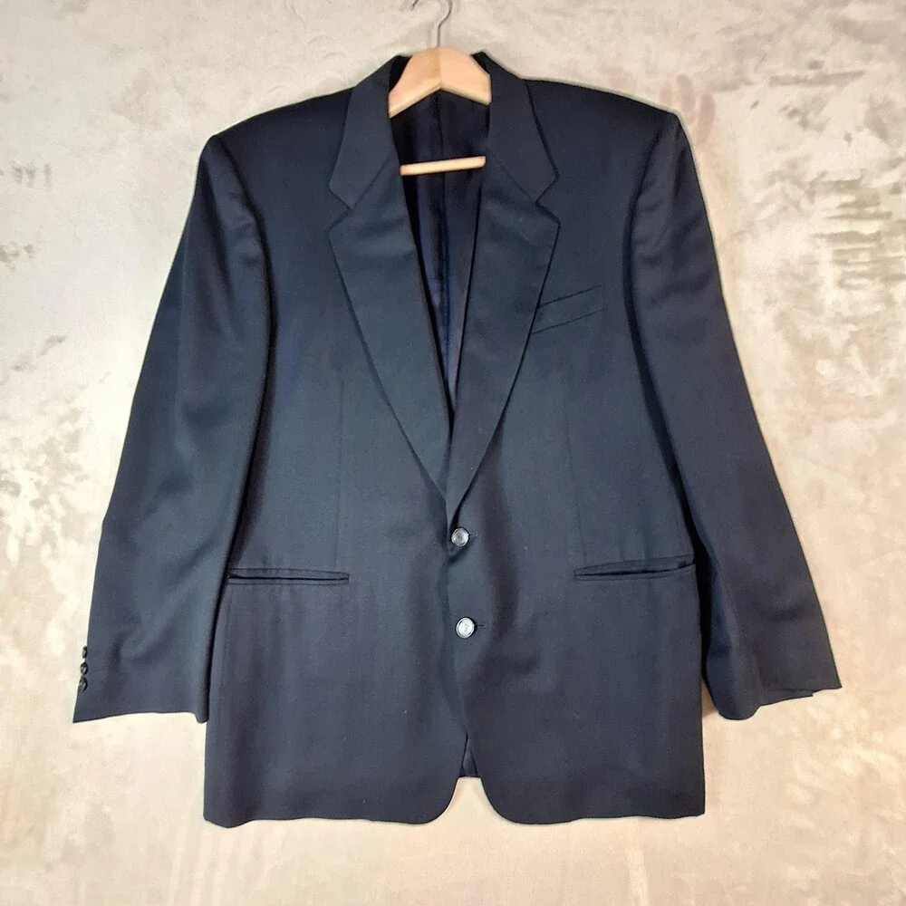Canali Suit Jacket Mens 46 Blue Wool Ventless 2 Button Made Italy Bloomingdales