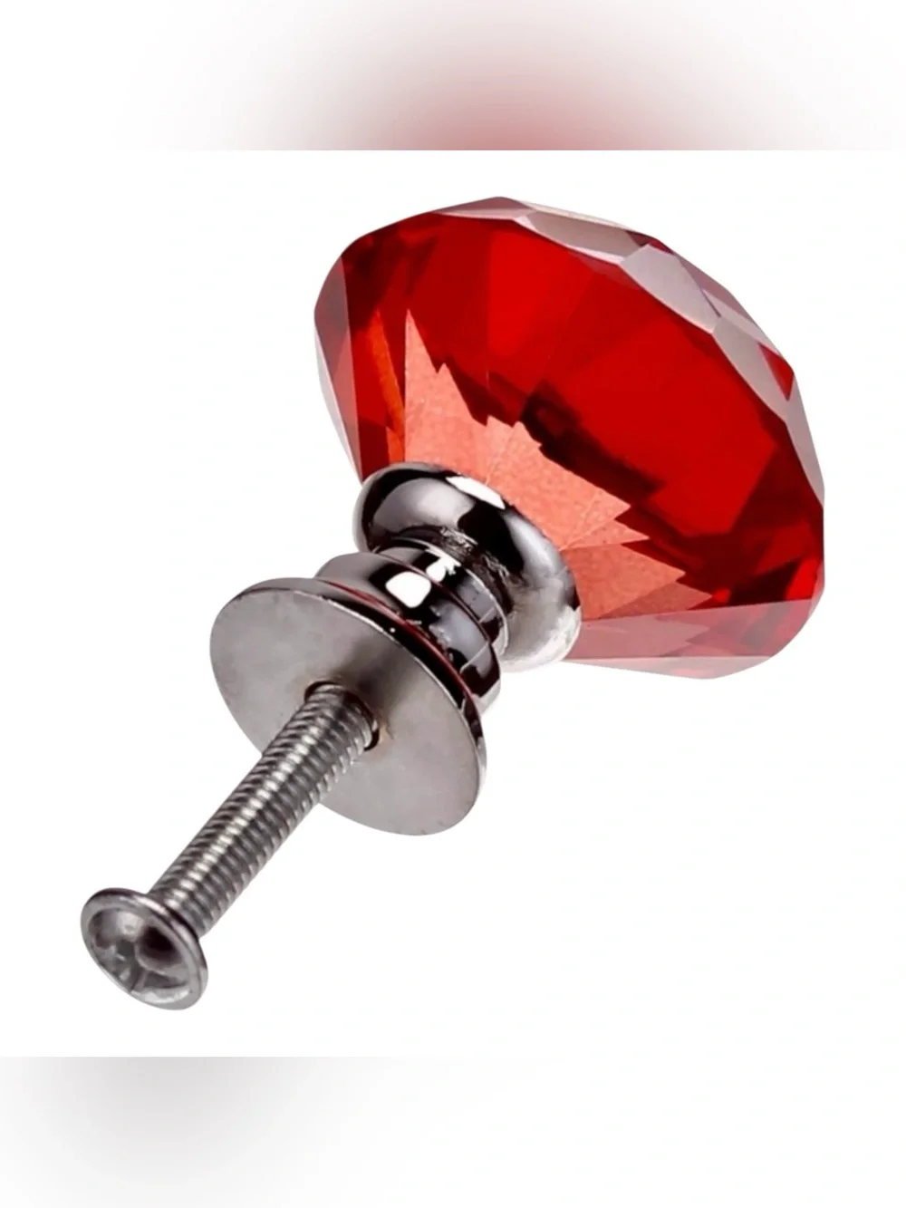 Red Faceted Crystal Cabinet Knobs - Set of 10