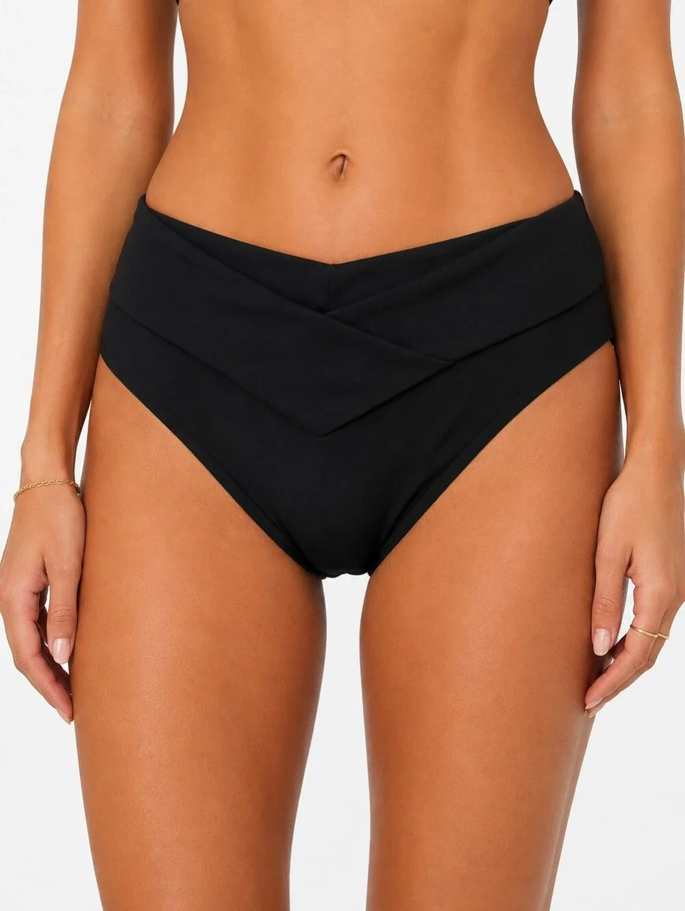 NWT OFFLINE by Aerie Real Me Black Crossover Cheeky Bikini Bottom L Vacation