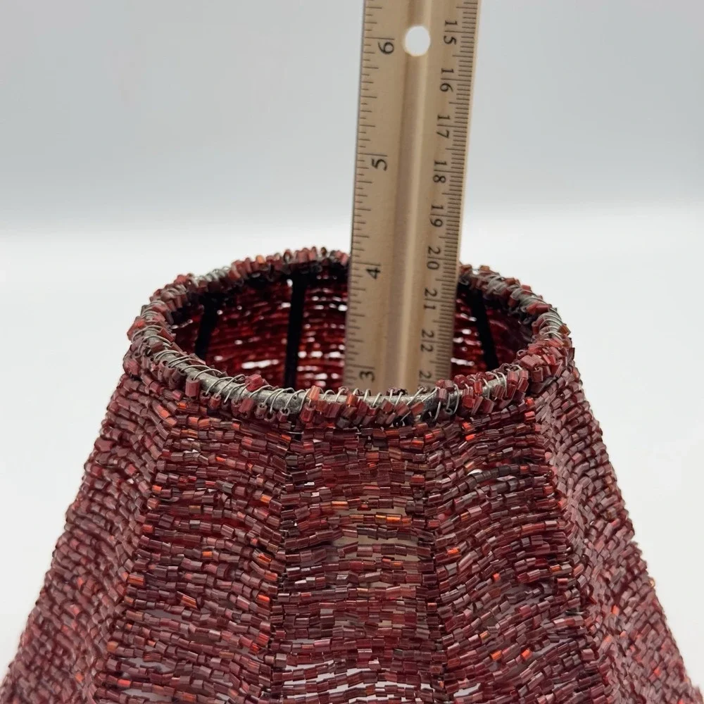 Beaded Mini Lamp Shades  Candle Shades Country Rustic Red‎ Burgandy Boho Retro