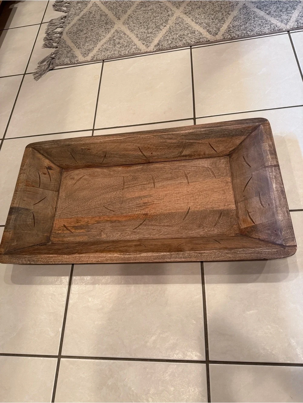 Large Big Handmade Wooden Dough Bowl, Rustic Farmhouse Cottagecore Centerpiece