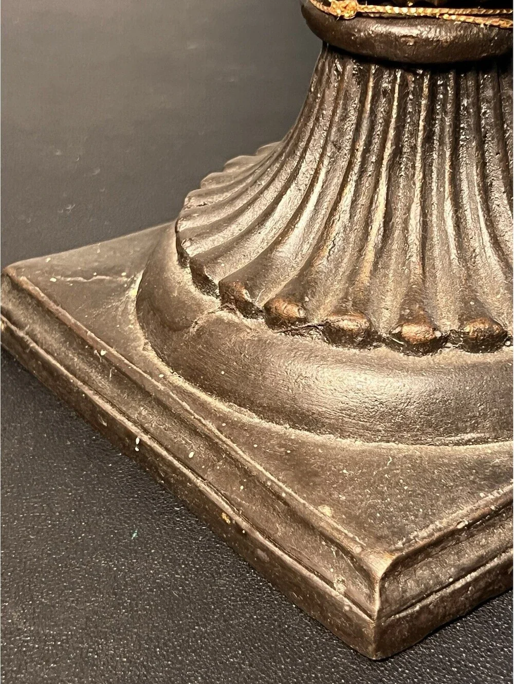 Vintage 1980s Harlequin Candle Holder Vase Urn Cut Glass Bronze Pedestal, 9x15”