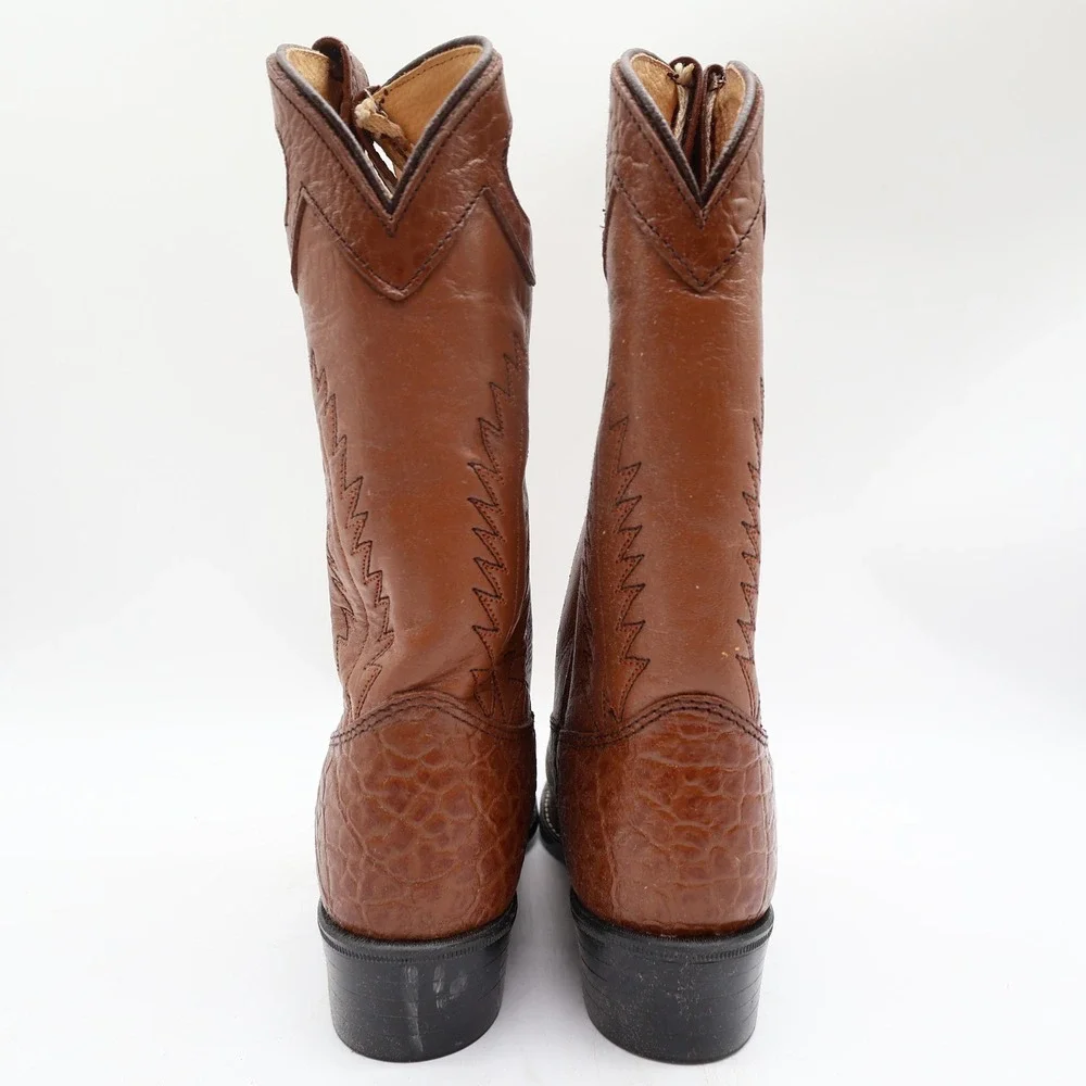 Laredo Tan Bullhide Western Boots Boys 2D Tan Leather NWT Deadstock CB293
