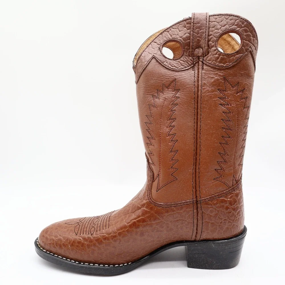 Laredo Tan Bullhide Western Boots Boys 2D Tan Leather NWT Deadstock CB293