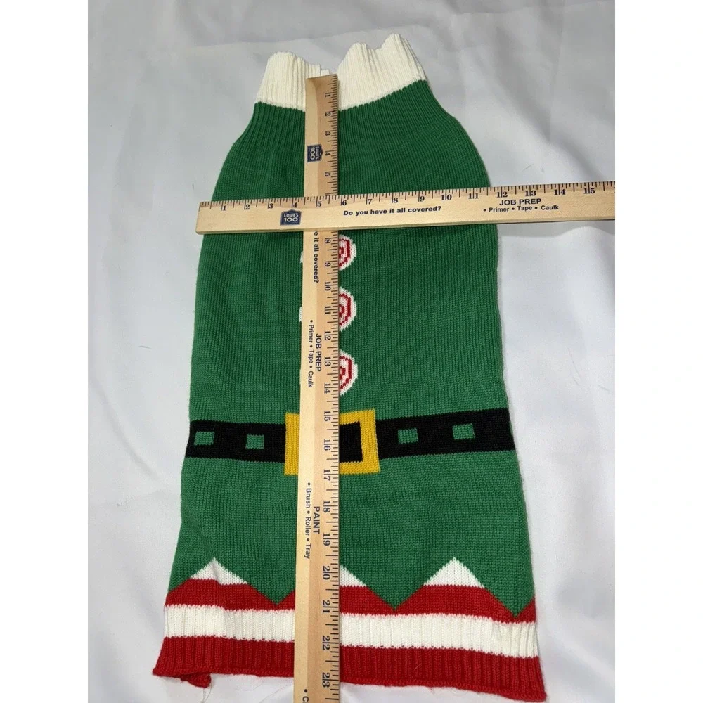 Pet  Christmas Holiday Elf Red Peppermint Swirl Candy Pet Clothes L Ugly sweater
