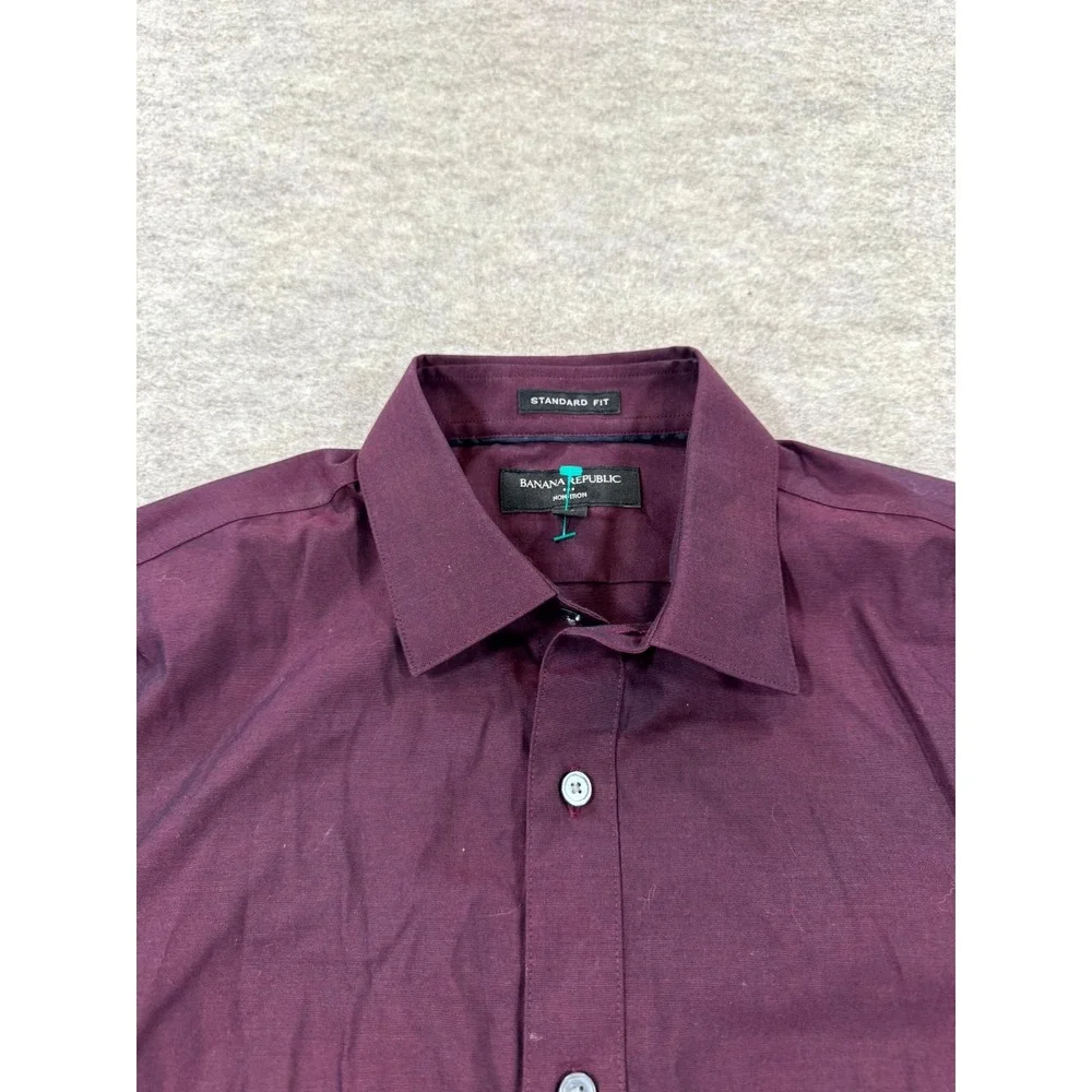 Banana Republic Dress Shirt Men Small Purple Cotton Non Iron Standard Fit Formal