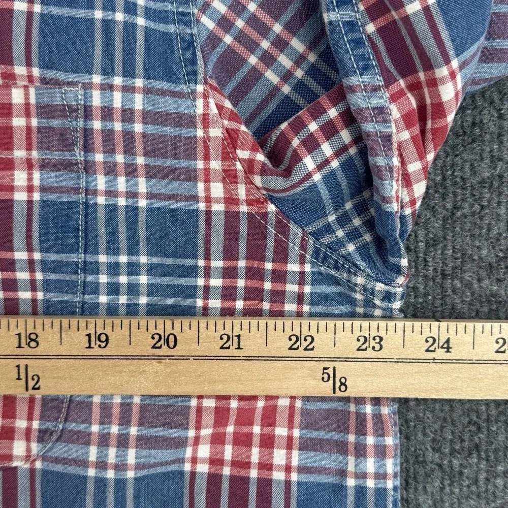 Vintage Banana Republic Button Up Shirt Mens M Blue Plaid Heavy Cotton Flannel