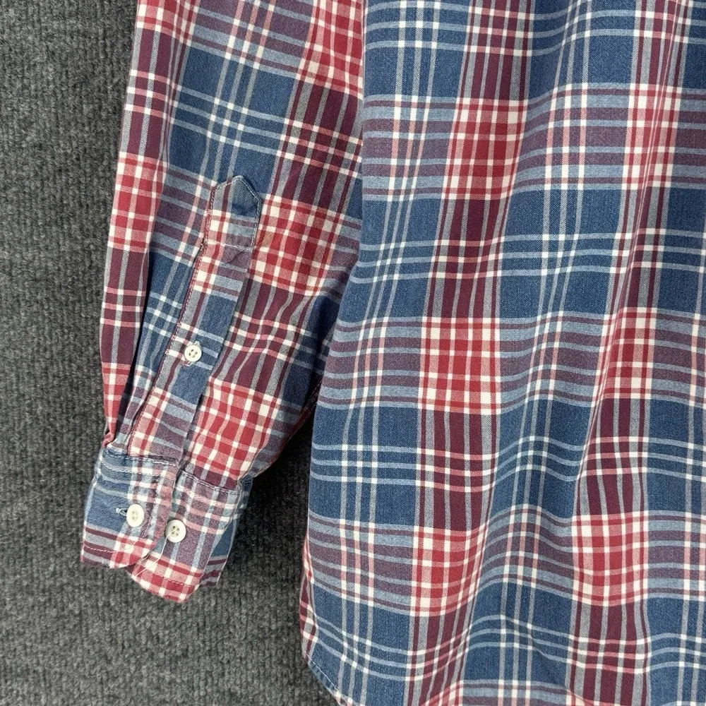 Vintage Banana Republic Button Up Shirt Mens M Blue Plaid Heavy Cotton Flannel