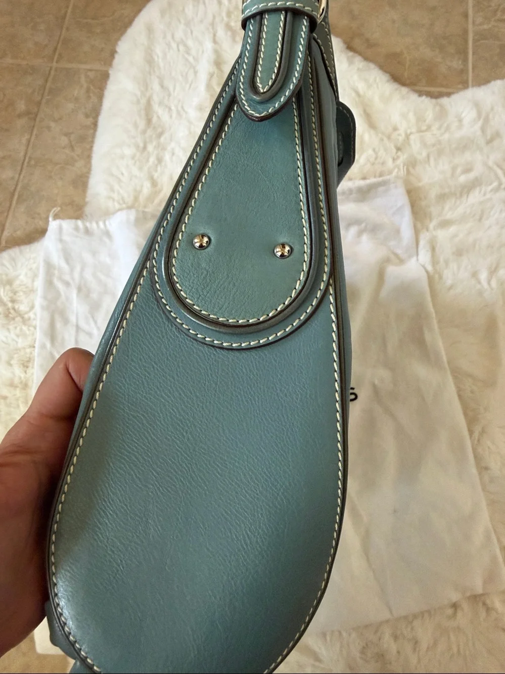 NWOT Vintage Marc Jacobs Made in Italy Blue Leather Hobo Bag Push Lock Dustbag