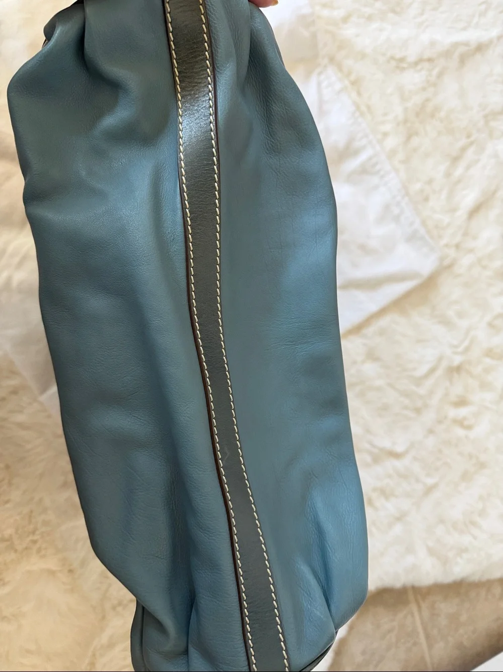 NWOT Vintage Marc Jacobs Made in Italy Blue Leather Hobo Bag Push Lock Dustbag