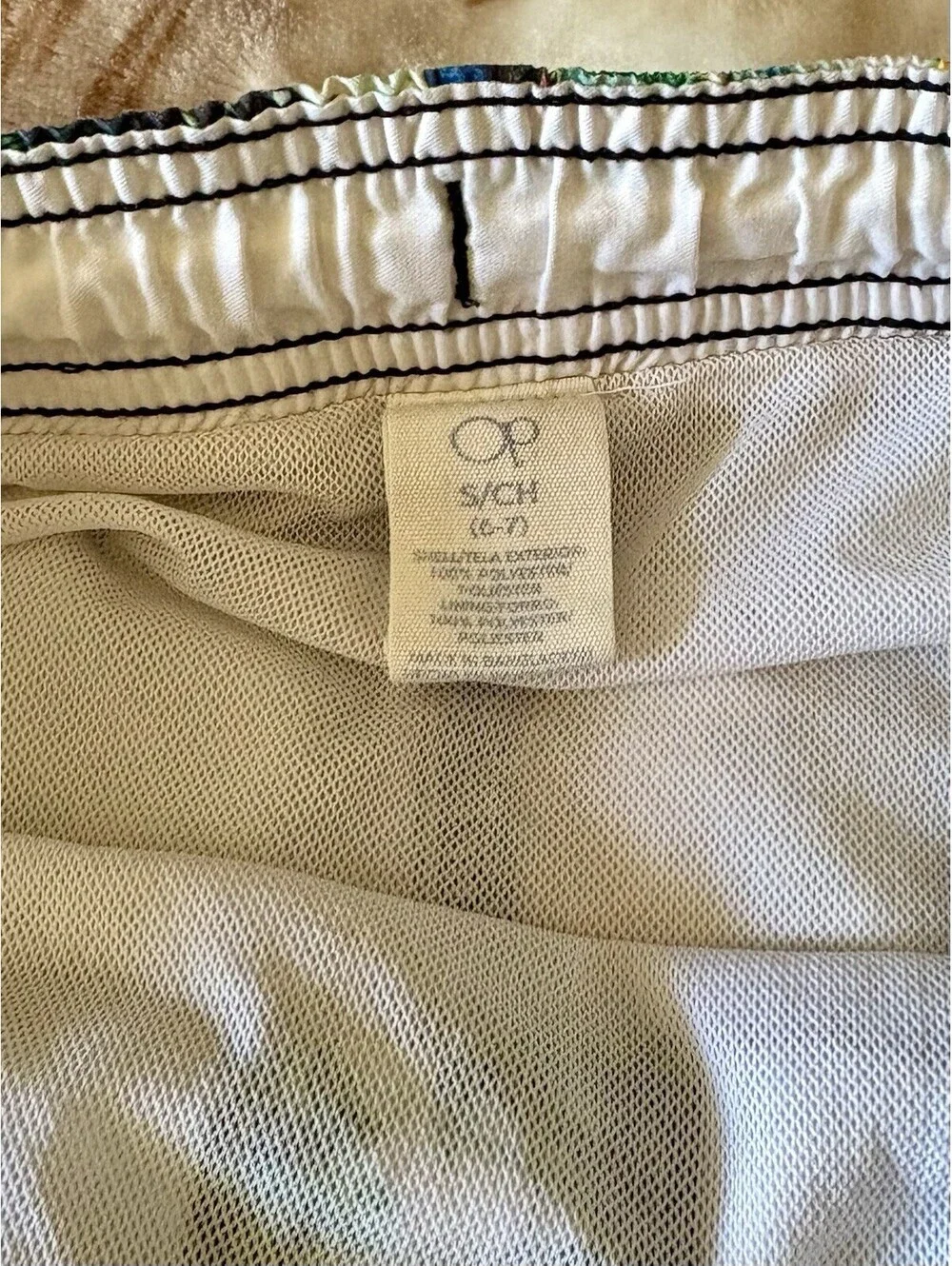 OP Ocean Pacific Boys Shark Collage Swim Trunks Board Shorts Size S (6-7)