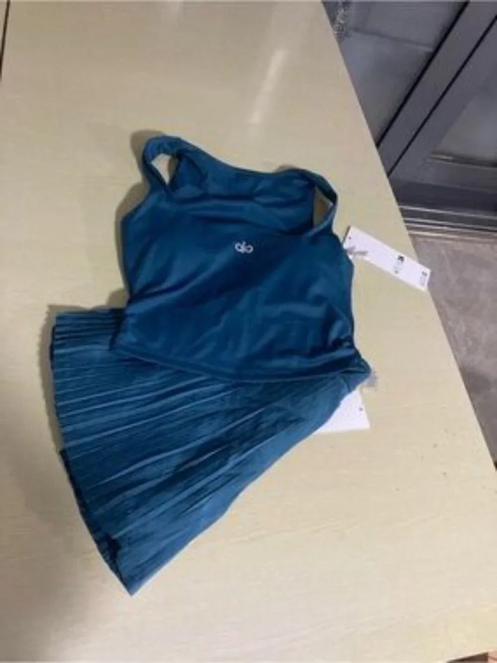 ALO Yoga Teal Pleated Midi Skirt