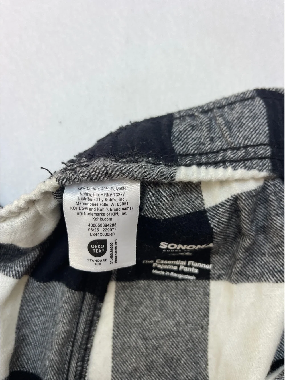 Sonoma Essential Flannel Pajama Pants Black and White Checkered