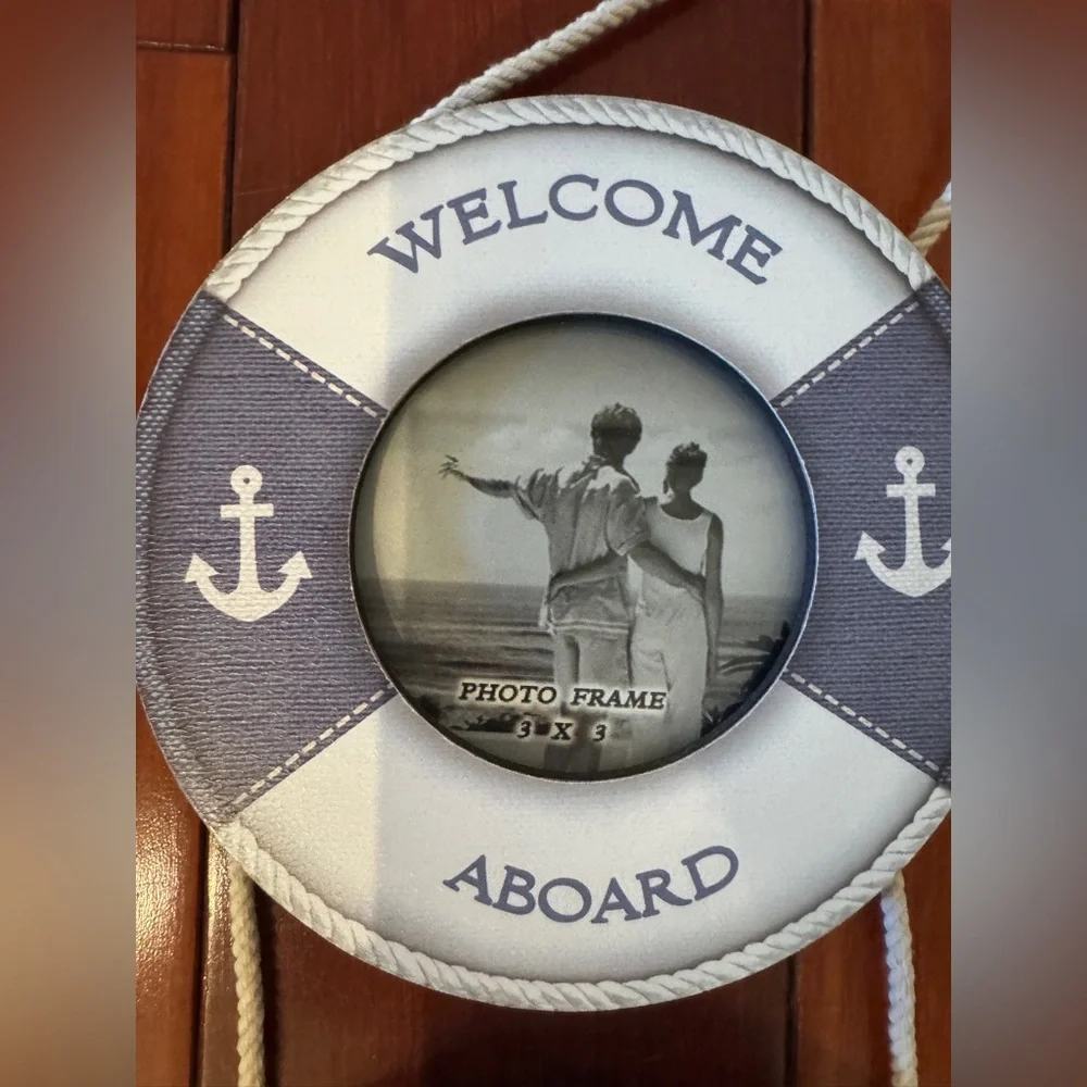 Nautical Welcome Aboard hanging picture frames  Wall Decor - Blue and White