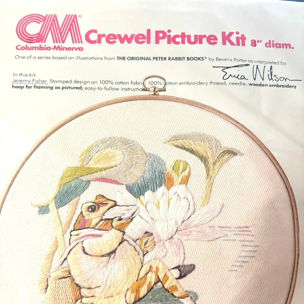 SEALED Columbia-Minerva Crewel‎ Embroidery Kit Jeremy Fisher Frog Erica Wilson