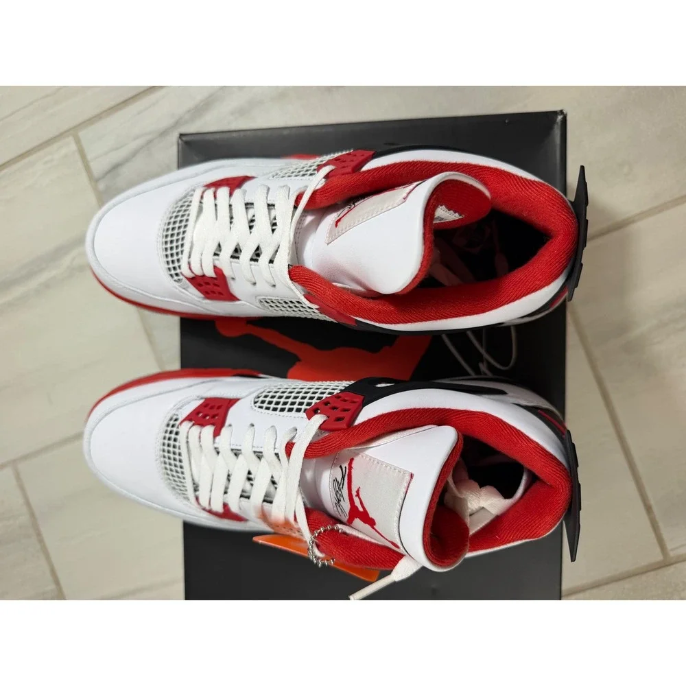 Air Jordan 4 Retro Fire Red 2020 White Black Mens Size 13 DC7770-160