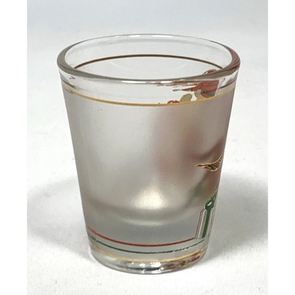 Culver Christmas Shot Glass Old Fashioned Jigger‎ Teddy Bear 22k Gold Vintage