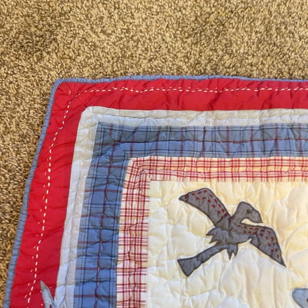 Pottery Barn Kids Dino‎ Dinosaur Quilted Standard Replacement Sham Blue Red