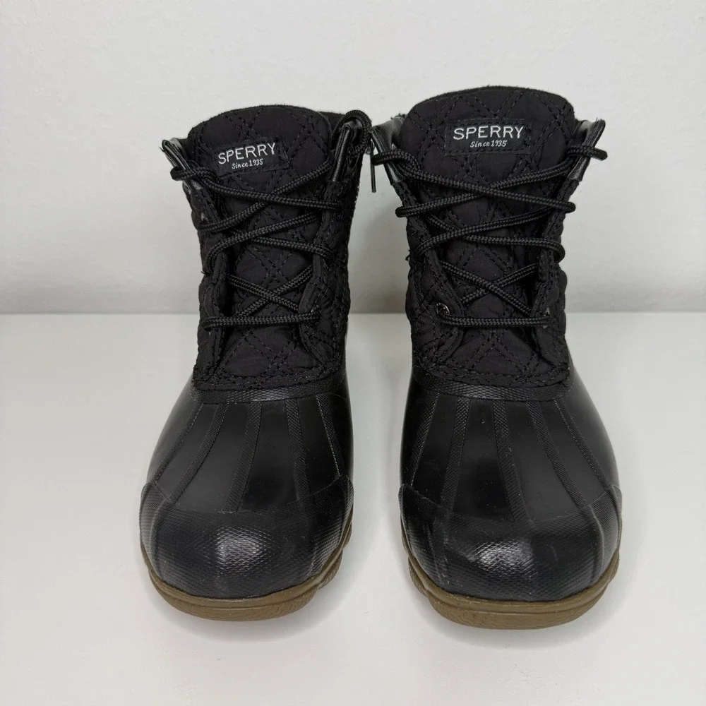 Sperry Women's Size 6 Syren Gulf Wool Quilt Duck Boots STS84450 Black Waterproof