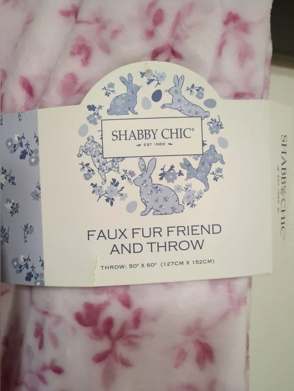 Shabby Chic Pink Floral Plush Throw Blanket 50